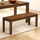ROCITY Solid Wood Bench 47' Farmhouse Dining Bench Walnut Narrow Entryway Bench for Dining Room, Living Room, Kitchen, Hallway, Window