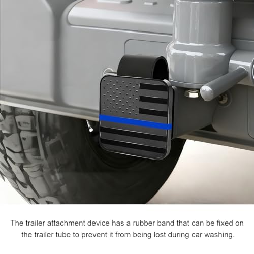 Sandfren 2 Inch Trailer Hitch Cover, American Flag Vehicle Square Mouth Protection Hook Dust-Proof Plug Cap, Auto Receiver Tube Hitch Plug Insert Accessories, Universal for SUV Truck RV (Black/Blue