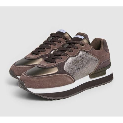 Pepe Jeans Para Mujer. PLS60024 Zapatillas De Piel Rusper Stars MarróN (36), Plano, Ante, Cordones, Casual - 3