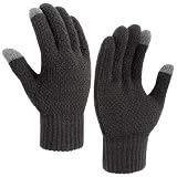 YUSHWENPTY Guantes Tactiles Invierno 1 Par Guantes Termicos Unisex Guantes Punto Hombre Guantes Calientes Mujer para Deportes Al Aire Libre, Regalos de Invierno (Gris Oscuro)