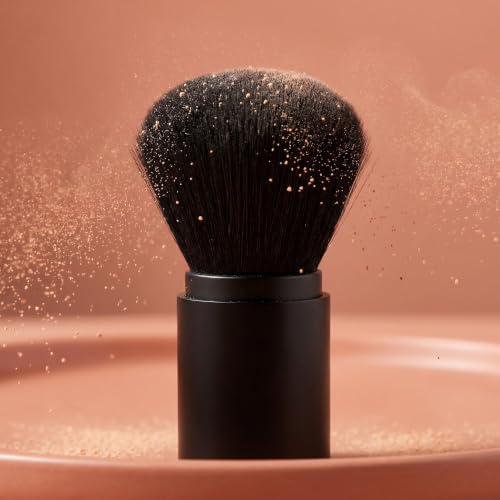 Image of TORMEN 4-in-1 Retractable Makeup Brush Set, Portable Travel, Black | 4-in-1 retractable brush set for powder, eyeshadow, highlighter, lip. Portable travel design. Soft synthetic bristles,