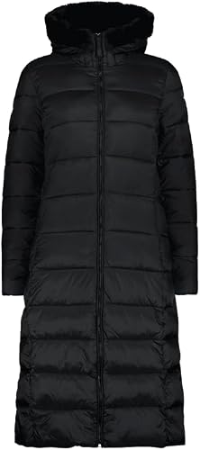 CMP - Abrigo de nailon con capucha fija para mujer, color negro, talla 44
