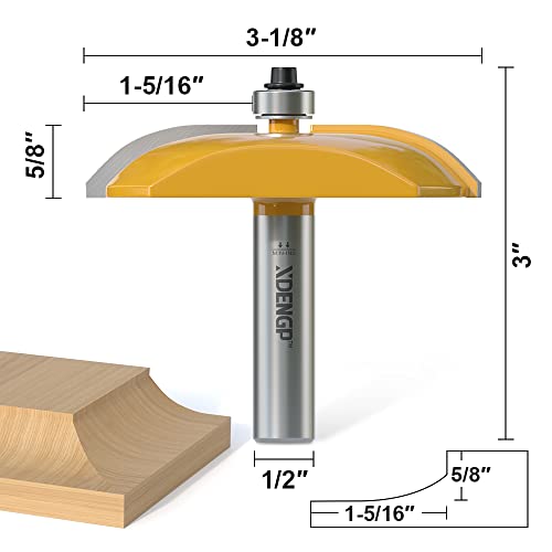 Image of Cove Raised Panel Router Bits 1 /2 Shank for Cove-Cut, 3-1 /8-Inch Diameter, Shaker Raised Cabinet Door Making Frame Panel Design Router bits for use with Rail and Stile Moulding Router bit
