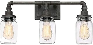 Quoizel SQR8603RK Squire Industrial Rustic Vanity Wall Lighting, 3-Light, 300 Watts, Rustic Black