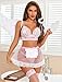 Avidlove Womens Lingerie Sexy Roleplay Lingerie Outfits Lace Cosplay Maid Costume Set with Chain(Pink,Medium)