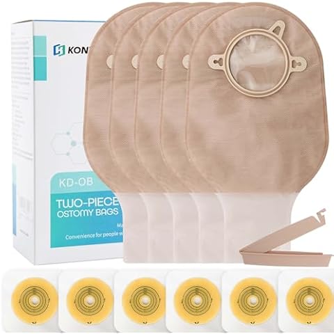 21 PCS Colostomy Bags,Ostomy Supplies,Two-Piece Drainable Pouches with Clamp Closure for Ileostomy Stoma Care, Cut-to-Fit(15pcs Bags+6pcs Barriers) Cover
