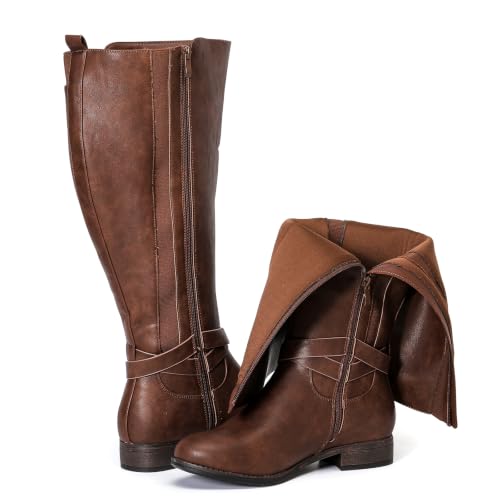 Image of Luoika Women's Extra Wide Calf Heeled Knee High Boots.