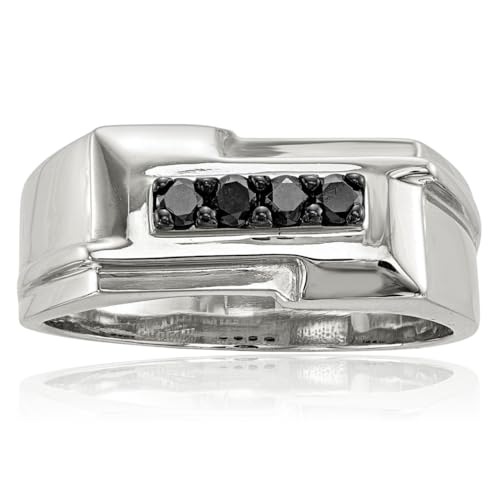 IceCarats 0.28 carat Black Diamond Ring in sterling silver