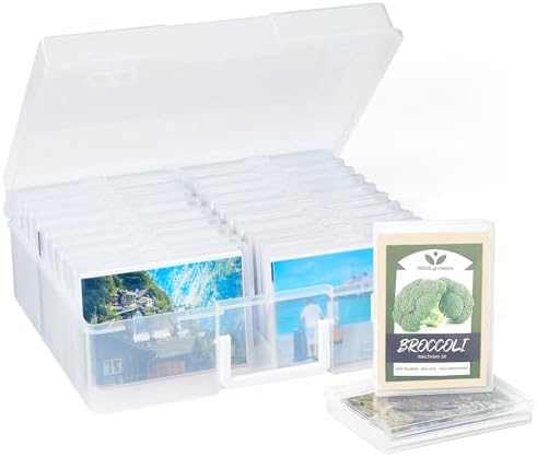 Lifewit Fotobox Aufbewahrungsbox mit 20 innere Fotohalter aus Kunststoff | Klar Foto Aufbewahrungsbox für Fotogröße 10x15cm, Fotobox Fotokiste Aufbewahrung für Bilder Saatgut Karte