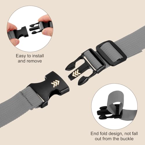 PATIKIL Utility Straps with Quick Release Buckle, (1 Inch x 8 Feet, Gray) (3 Pcs) Adjustable Luggage Polyester Straps Backpack Webbing, Suit for Sleeping Bag/Camping/Hiking - Thumbnail 4