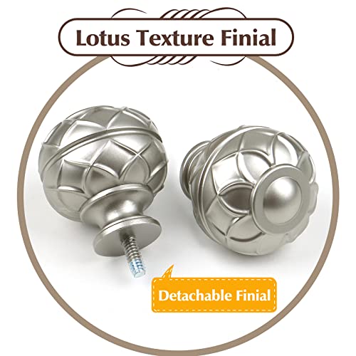 Usfook Window Treatment Finials For 3/4 Or 6/8 Inch Curtain Rods, Antique Silver Drapery Rods Replacement Finials With M6 Screws, Lotus Texture Finials, 2 Pack #TOP3
