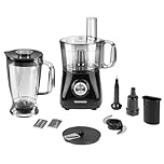 Daewoo SDA2100 750W Plastic Compact Food Processor with 2L Bowl and 1.8L Blender Jug, Stainless Steel Chopping Blades for Slicing and Grating, UK Type G Pulg 220-240v 50hz, Black