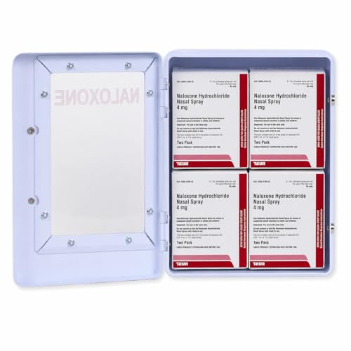 Image of Naloxone Overdose Emergency Kit Cabinet - Emergency Sign Included - No Alarm or Lock | Designed for Wall Mount & Public Access (No Alarm, White)