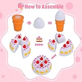 Kinderküche Dessert Set Spielzeug Küchenzubehör Lebensmittel mit Dessertplatte, Lernspielzeug Teeparty Geschenk für Kinder ab 3 Jahren