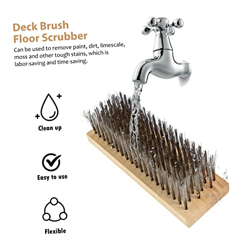 Balacoo Escova De Piso De Aço Inoxidável Escova De Limpeza De Deck Escova De Cerdas De Aço Inoxidáve