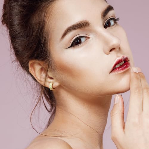 Cossa 14K Gold Hoop Earrings for Women Elegant Thick Gold Hoop Earrings Cubic Zirconia Encrusted Mesh Huggie Hoops Earring for Women 20mm 5