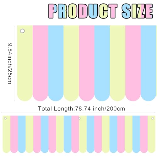 Image of Preboun 3 Pcs Carnival Awning Decorations Tent Circus Hanging Decorations Carnival Banner Concession Stand Sign Canopy Awning for Pirate Summer Party, 9.84''x78.74'' (Yellow Pink Green)