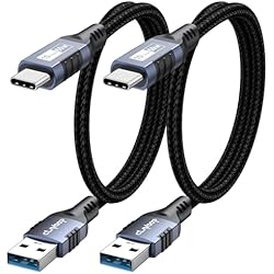 USB A to USB C Data Cable 1.5ft 2Pack, 10Gbps USB3.2 Gen 2 Data Transfer & 3A Charging Short USB Type C Cord for Android Auto Car Carplay iPhone 17/16/15 Galaxy S25/24 Pixel 9/8/7 External SSD Laptop