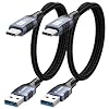 USB A to USB C Data Cable 1.5ft 2Pack, 10Gbps USB3.2 Gen 2 Data Transfer & 3A Charging Short USB Type C Cord for Android Auto Car Carplay iPhone 17/16/15 Galaxy S25/24 Pixel 9/8/7 External SSD Laptop