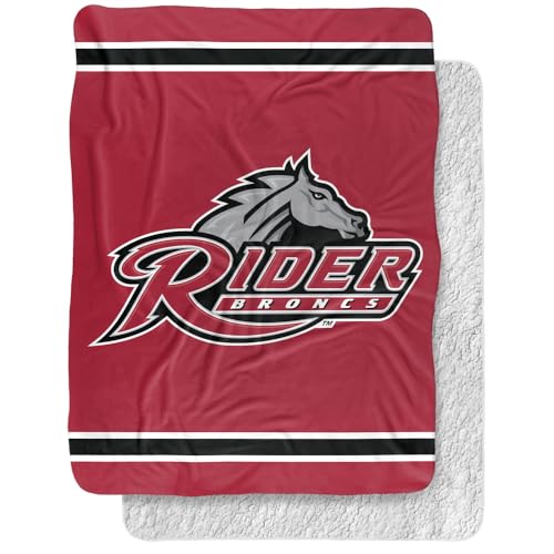 Rider University Blanket, 60"x80" Primary Logo Stripes Silky Touch Sherpa Back Super Soft Throw Blanket