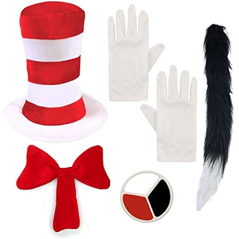 Paper Umbrella Adult - Teenager Cat in the Hat Kit World Book Day Week Crazy Cat Halloween Fancy Dress costume Cover
