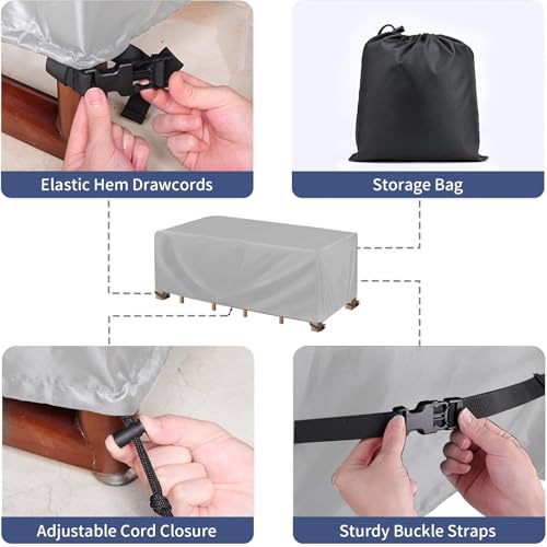 HomKawt Patio Furniture Waterproof Cover, Heavy Duty Oxford Fabric Durable Outdoor Furniture Cover Oversized, Dustproof for Tables, Chairs, Sofas and Patios (Grey, 350X260X90CM)