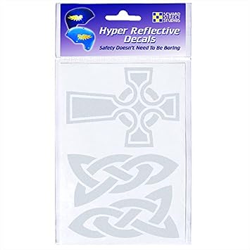 Reflective Decals Celtic Cross Set Celtic Cross Safety Sticker Kit Celtic Knotwork Reflector Stickers - Seward Street Studios White