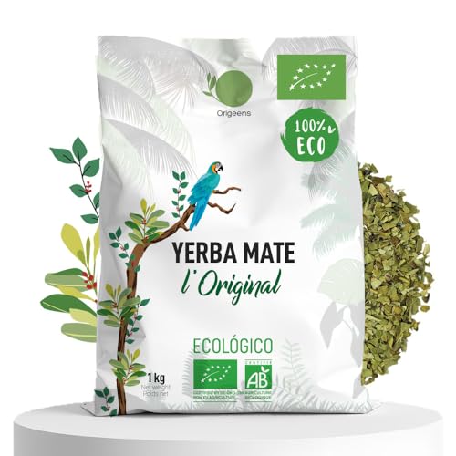 YERBA MATE ECOLOGICA 1Kg - L´Original | Mate Ecológico, Recolectada a mano, sin ahumar, Sin tallos y sin Polvo | Bebida Energética y Detox