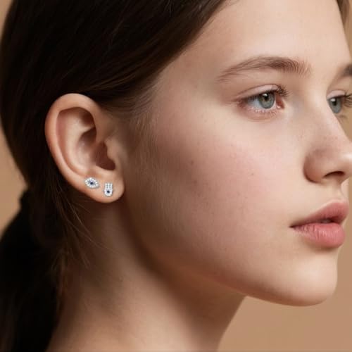 SLUYNZ Solid 925 Sterling Silver CZ Evil Eye Earrings Stud for Women Teens Hamsa Hand Earrings Stud2