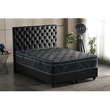 Ottomanson Queen 13" Hybrid Mattress Firm Support & Spinal Alignment Premium Knitted Breathable Euro Top Cover CertiPUR-US Certified Foam & Fiberglass-Free Made in USA Luxury Blue