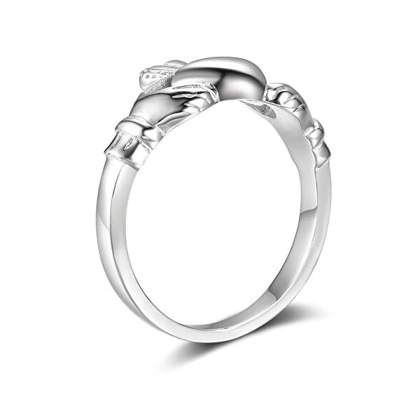 S925 Sterling Silver Irish Ladies' Claddagh Ring, Size 6 7 8 9 (7)