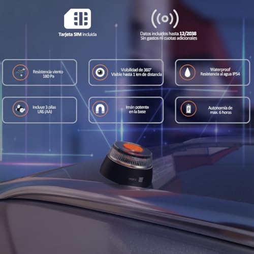 Miniatura 2 de Ebox Luz Emergencia V16 Geolocalizada V16lot. Homologada Dgt Con Geolocalización, Baliza Coche Conectada Dgt 3.0, Datos Incluidos Hasta 12 2038,