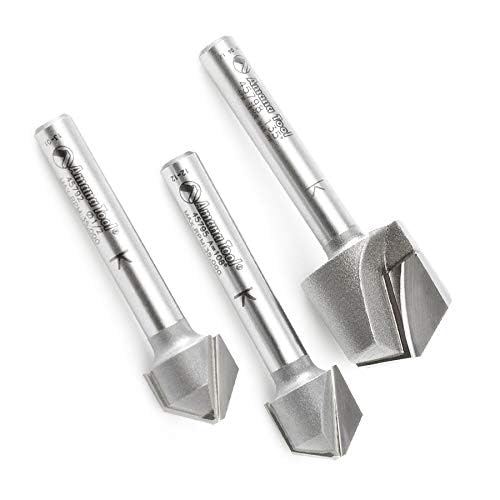 Image of Amana Tool - AMS-140 3-Pc. Carbide Tipped V-Groove 90, 108 & 135 Angles For Doubl