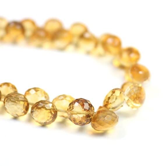 Citrine jaune doré micro facettée perle oignon semi précieuse 4mm - 2