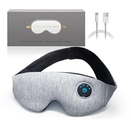 Cordless Heated Eye mask for Dry Eyes Stye Relax Eye Strain, Heating Sleep Eye mask,Blockout,Side Sleep, Little Pressure on Eye,USB Rechargable, Long Battery Life