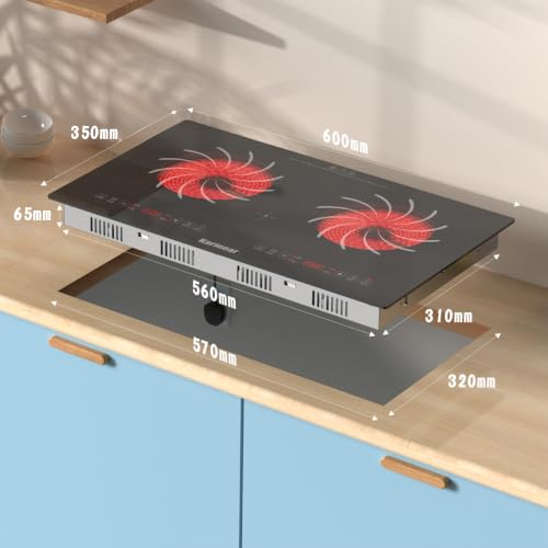 Image of Karinear 2 Burners Electric Cooktop 110V Countertop Burner, Radiant Stove | Portable Electric Stove, drop-in or Countertop Use, Timer, Child Safety Lock, 110v Outlet Plug, Sensor Touch Control
