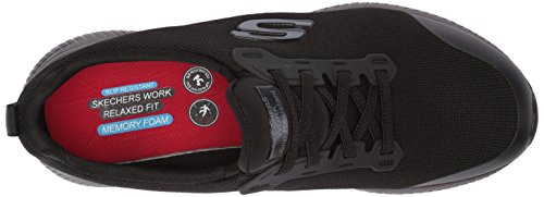 Skechers Womens Squad Sr Food Service Shoe, Black Flat Knit, 9 Us #TOP4