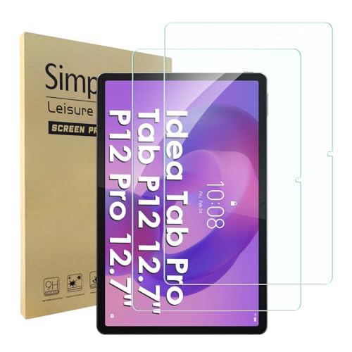 Simpeak 2 Piezas Protector Pantalla Compatible para Lenovo idea Tab Pro/Lenovo Tab P12/ Lenovo Tab P12 Pro 12.7', Cristal Templado Premium Complet Bubble Free HD Transparente Anti-Huella