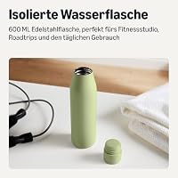 Amazon Basics Isolierte Wasserflasche, 591,5ml, Edelstahl, Auslaufsichere Thermosflasche, BPA-frei, Olivgrün – Ansicht 2