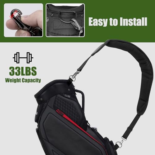 Correa para bolsa de golf acolchada que alivia el dolor de espalda con ajuste impermeable negro 6