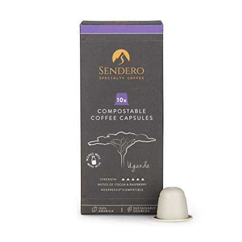 Sendero | 100 Compostable Specialty Coffee Capsules | Compatible for Original Nespresso® Pods | Ethical & Fair Trade | Coffee Pods (Uganda)