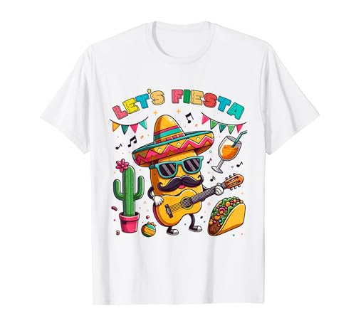 Cinco de Mayo Let's Fiesta Taco Tocando Guitarra Fiesta Mexicana Camiseta