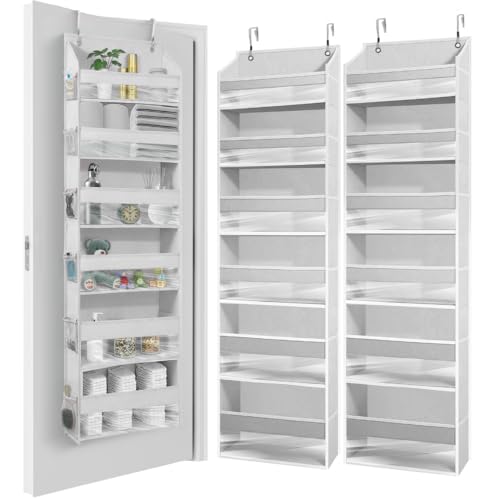 Image of HOMELUX THEORY UPGRADED 6 Tiers Over The Door Organizer Hanging - 100D EXTRA THICK & 50lbs HUGE CAPACITY, 12 Side Mesh Pockets Over The Door Shoe Organizer, Hanging Closet Organizer (Light Gray, 2pc)
