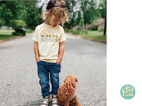 Personalized Construction Vehicles Shirt, Toddlers Construction Shirt, Custom Name Shirt2