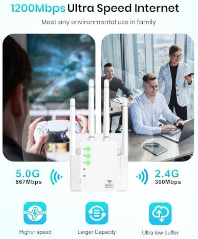 WiFi Extender Signal Booster - Dual Band 5.0G&2.4G, for Faster Speed