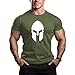 ReedCA Spartan Helmet - Mens Bodybuilding T-Shirt - Gym Training Top Fitness(Green,XL)