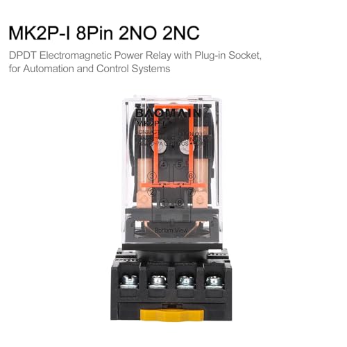 Baomain 2-Pack Power Relay MK2P-I 110VAC Coil DPDT 8 Pin with Plug-in Terminal Socket, for Automation and Control Systems