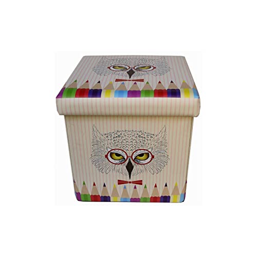 Biscottini Pouf contenitore bambini e adulti 33x33x33 cm | Scatole portaoggetti richiudibili con coperchio | Pouf contenitore quadrato con decorazioni