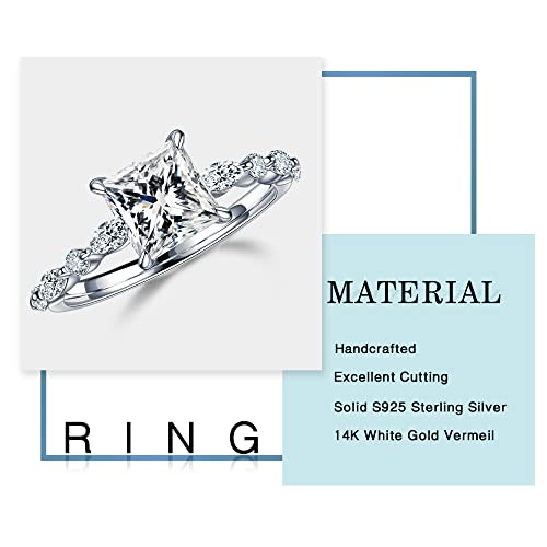 Moosea Princess Cut Moissanite Engagement Rings For Women, 1.5Ct D Color Vvs1 Clarity Lab Created Diamond Wedding Rings 14K White Gold Vermeil Moissanite Promise Rings For Her Versailles Rings #TOP5