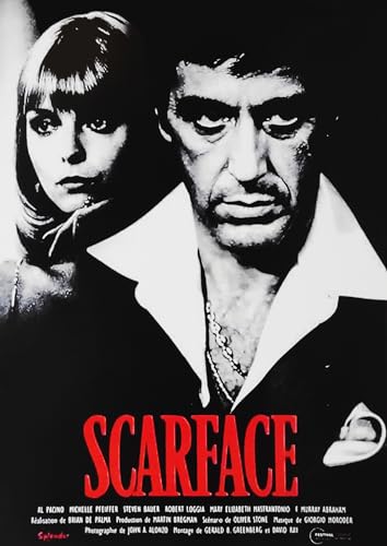 KUSTOM ART Poster mural décoratif série Locandine Film Celebri Scarface avec Al Pacino Impression artistique sur papier couché 42 x 30 cm sans cadre
